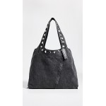 Washed Denim Market Tote With Studs