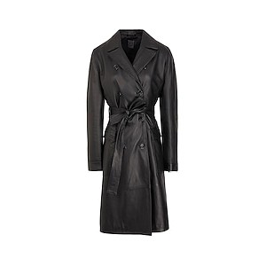 8 by YOOX LEATHER DB BELTED TRENCH COAT