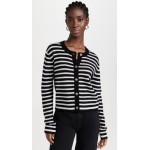 Wool Cashmere With Stripe Cropped Cardigan