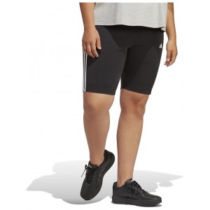 Plus Size Essentials 3-Stripes Bike Shorts Black/White