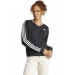 Essentials 3-Stripes V-Neck Sweatshirt Black