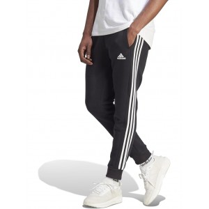 Essentials Fleece Tapered Cuffed 3-Stripes Pants Black/White