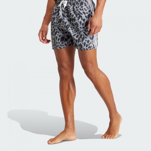 mens essentials 3-stripes animal-print clx swim shorts