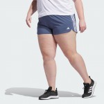 womens pacer training 3-stripes woven high-rise shorts (plus size)