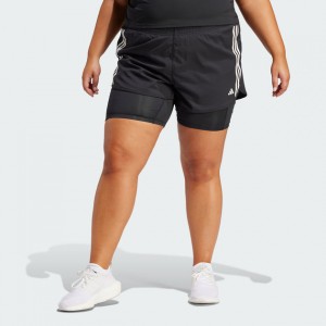 womens own the run 3-stripes 2-in-1 shorts