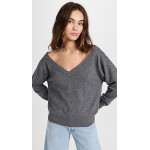 V Neck Pullover with Illusion Tulle