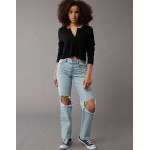 AE Stretch Curvy High-Waisted Straight Ripped Jean
