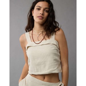 AE Cropped Linen-Blend Tank Top