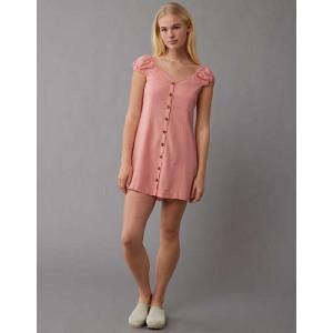 AE Puff Sleeve Button-Up Mini Dress