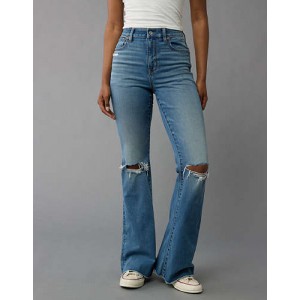 AE Next Level Super High-Waisted Ripped Flare Jean