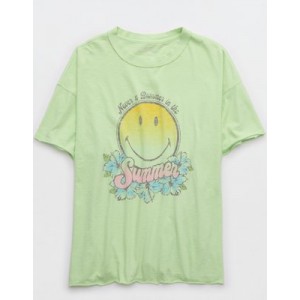 Aerie Smiley Graphic Oversized Boyfriend T-Shirt