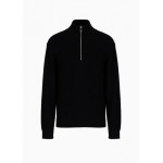 Zip up merino wool blend turtleneck sweater