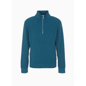 Zip up merino wool blend turtleneck sweater