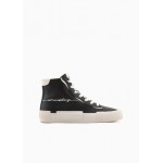 Script logo faux leather high top sneakers