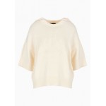 Loose-fitting knitted cotton blend tone on tone logo sweater