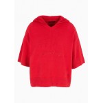 Loose-fitting knitted cotton blend tone on tone logo sweater