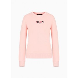 French terry cotton logo print crew neck sweatshirt