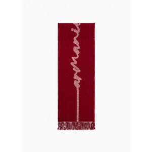 Jacquard wool blend script logo scarf