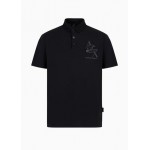 Armani Sustainability Values regular fit organic jersey cotton eagle logo polo shirt
