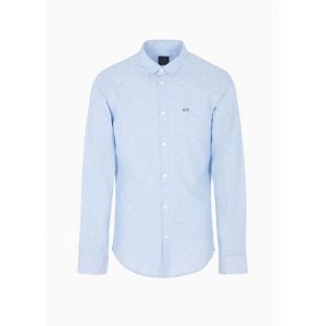 Slim fit yarn dyed cotton button up patterned shirt