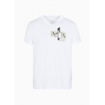 Slim fit jersey cotton abstract logo design v-neck t-shirt