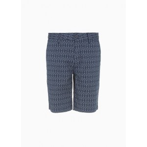 Stretch cotton twill all over checkered logo shorts