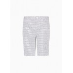 Stretch cotton twill all over checkered logo shorts
