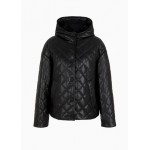 Hooded faux leather jacket