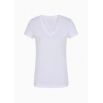 Slim fit jersey cotton logo lettering v-neck t-shirt
