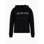 Armani Sustainability Values organic french terry cotton beaded logo hooded sweatshirt