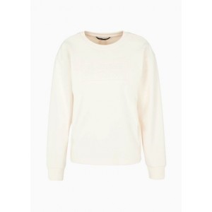 Fleece cotton blend crew neck logo sweatshirt