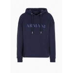 Armani Sustainability Values organic french terry cotton beaded logo hooded sweatshirt