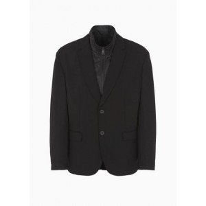 Stretch nylon viscose zip up blazer jacket