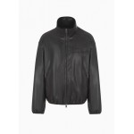 Faux leather zip up high neck jacket