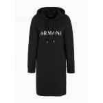 Armani Sustainability Values organic French terry cotton hooded beaded logo sweatshirt dress