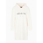 Armani Sustainability Values organic French terry cotton hooded beaded logo sweatshirt dress