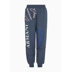 Armani Sustainability Values organic french terry cotton logo patchwork jogger sweatpants