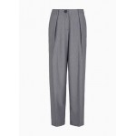Check jacquard fabric relaxed pleated pants