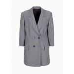 Checkered jacquard fabric oversized blazer