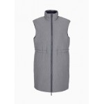 Sleeveless jacquard checkered fabric zip up vest