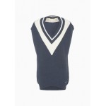 Sleeveless knitted wool blend v-neck vest