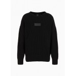 Armani Sustainability Values knitted recycled merino wool blend logo sweater