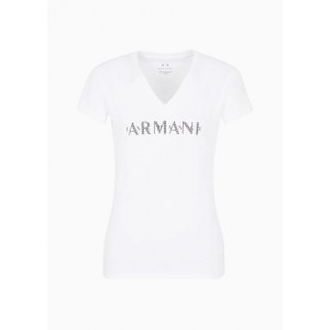 Armani Sustainability Values slim fit organic stretch cotton beaded logo t-shirt