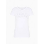 Armani Sustainability Values slim fit stretch jersey cotton beaded logo lettering t-shirt