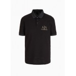Regular fit polo shirt in cotton pique with flocked logo