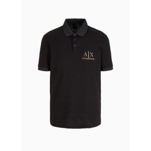 Regular fit polo shirt in cotton pique with flocked logo