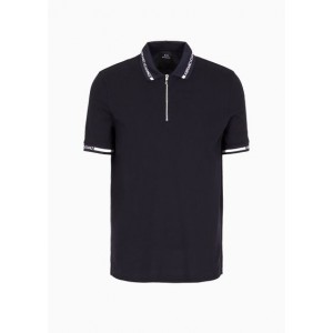 Regular fit pique polo shirt with logo tape