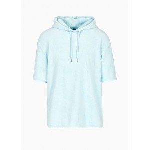 Short-sleeved sweatshirt in slub fabric