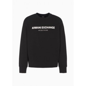 Armani Sustainability Values french terry cotton logo lettering crew neck sweatshirt