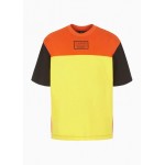 Armani Sustainability Values Milano New York heavy jersey cotton color block shirt